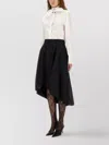 Moschino Long Sleeve High Collar Bow Shirt In White