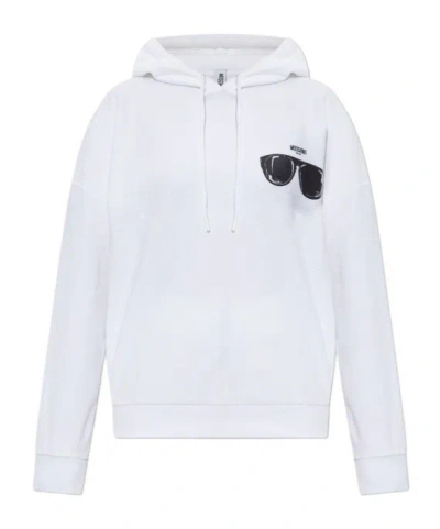 Moschino Long Sleeve Hooded Sweatshirt In White
