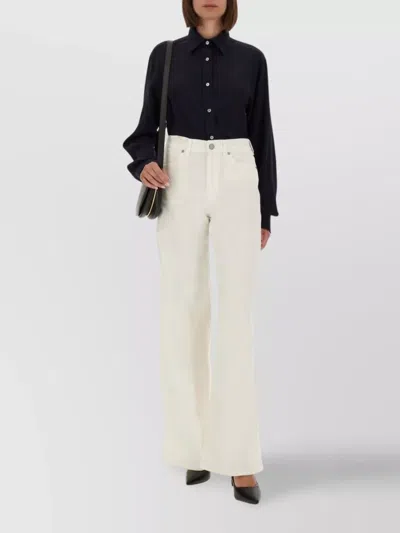 Moschino Long Sleeve Point Collar Top In Black