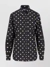 Moschino Long Sleeve Polka Dot Collared Top In Black