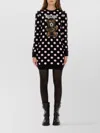 Moschino Long Sleeve Polka Dot Graphic Dress In Black