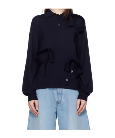 Moschino Long Sleeve Polo Shirt In Black