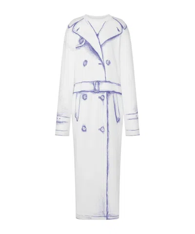 Moschino Long Sleeve Round Neck Dress In White