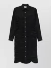 Moschino Long Sleeve Ruched Detail Front Pocket Dress In Black