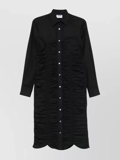 MOSCHINO LONG SLEEVE RUCHED DETAIL FRONT POCKET DRESS