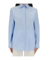 Moschino Regular Fit Tailored Shirt With Embroidered Logo In Blue