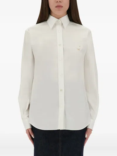 Moschino Couture Shirt With Goose Embroidery In White