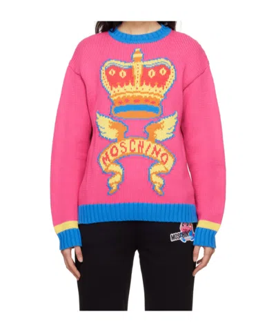 Moschino Long Sleeve Sweater In Pink