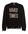Moschino Distressed Ribbed Sweater With Cuffs And Hem In Black