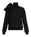 Moschino Black Turtleneck Sweater With Flower Detail In Black