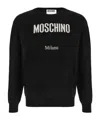 Moschino Crewneck Sweater With Logo In Wool Blend In Black