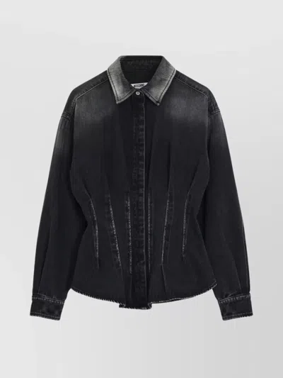 Moschino Long Sleeve Top Featuring Buttoned Cuffs In Black