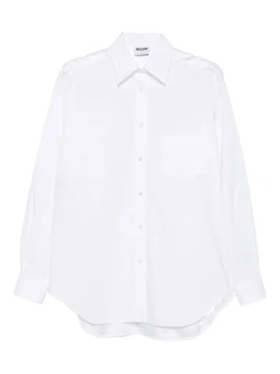 Moschino Long-sleeved Button-up Shirt In White