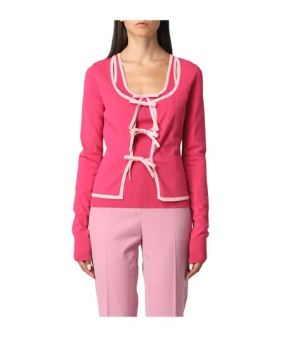 Moschino Long-sleeved Cardigan In Pink