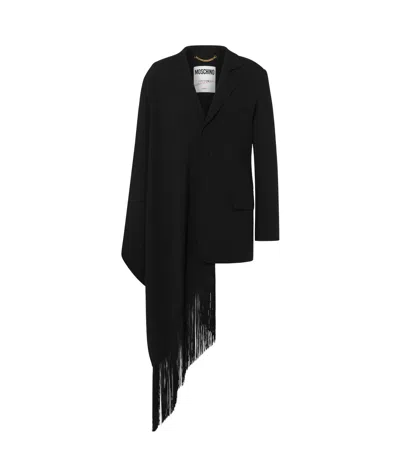 Moschino Fringed Asymmetric Blazer In Black
