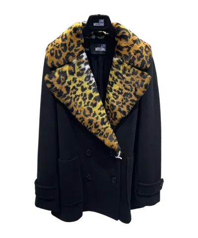 Moschino Long-sleeved Coat In Black