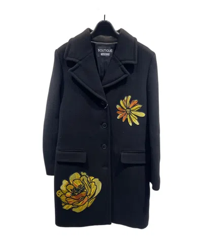 Moschino Long-sleeved Coat In Black