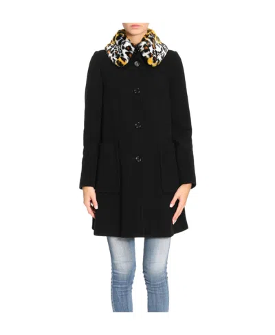 Moschino Long-sleeved Coat In Black