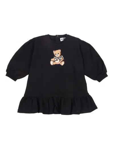 Moschino Kids' Long Sleeved Dress In Animal Print
