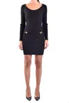 Moschino Buttoned Ribbed Silhouette Scoop Neck Dress In Black