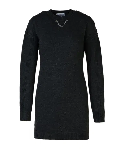Moschino Long-sleeved Dress In Black