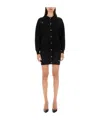 Moschino Ribbed Mini Dress With Button-down Front In Black