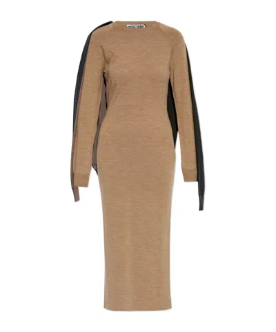 Moschino Long-sleeved Dress In Brown