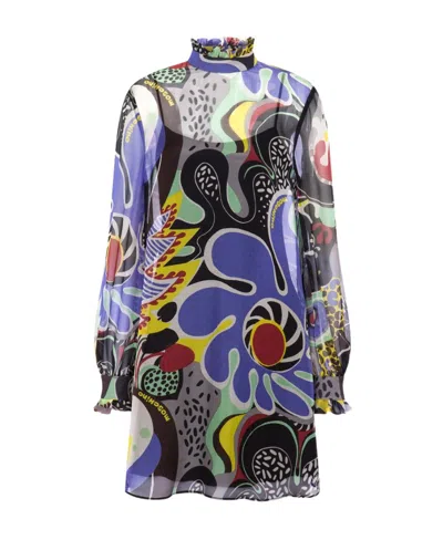 Moschino Long Sleeved Dress In Multicolor