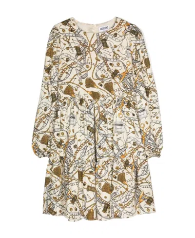 Moschino Long Sleeved Dress In Nude
