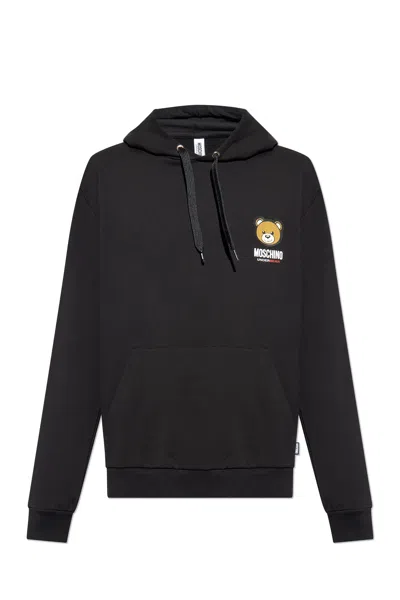 Moschino Long-sleeved Hooded Sweater In Black