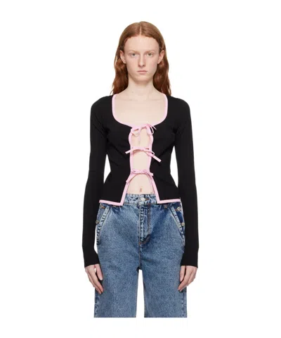 Moschino Long-sleeved Lace Sweater In Blue