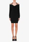 Moschino Long-sleeved Mini Wool Dress In Black