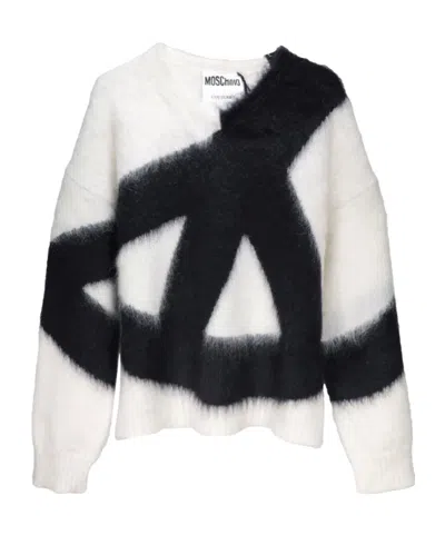 Moschino Long-sleeved Round-neck Sweater In Black