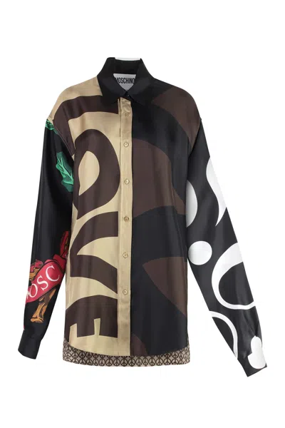 Moschino Long-sleeved Shirt In Black
