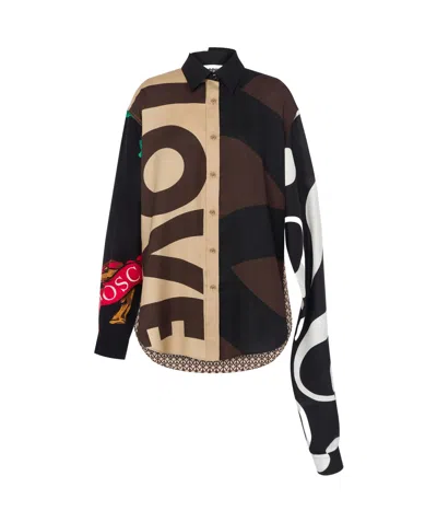 MOSCHINO MOSCHINO ASYMMETRIC BUTTONED COLOUR-BLOCK SHIRT