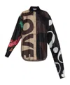 Moschino Multicolor Silk Shirt With Asymmetrical Long Sleeve In Black