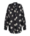 Moschino All-over Daisy Print Silk Twill Shirt In Black