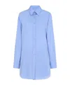 Moschino Cotton Shirt With Chest Pocket And Elastic Waistband In Blue