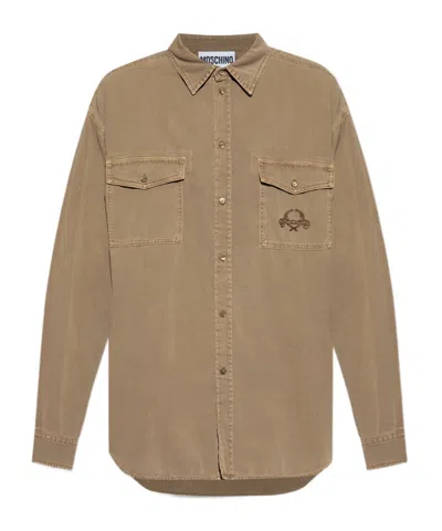 Moschino Long-sleeved Shirt In Brown