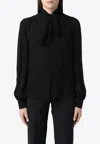 Moschino Long-sleeved Silk Shirt In Black
