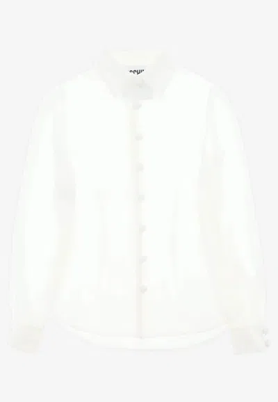 Moschino Long-sleeved Silk Shirt In White
