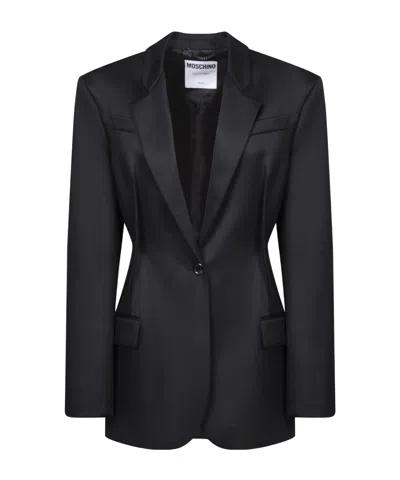Moschino Long-sleeved Suit Coat In Black