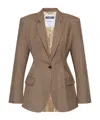 Moschino Logo Print Virgin Wool Blazer In Green