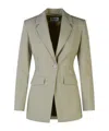 Moschino Structured Wool Blend Blazer With Notch Lapels In Nude