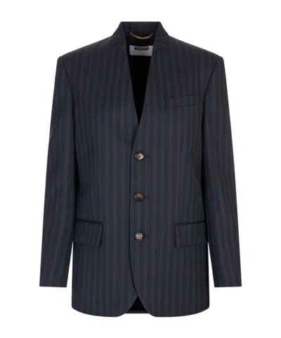 Moschino Long-sleeved Suit Jacket In Black