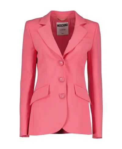 Moschino Long Sleeved Suit Jacket In Pink