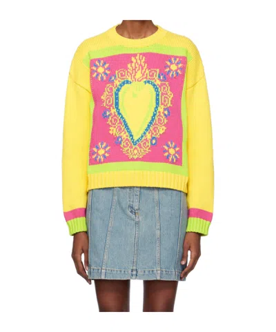 Moschino Long-sleeved Sweater In Yellow