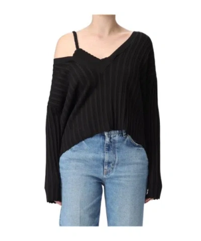 Moschino Long-sleeved Sweater In Black