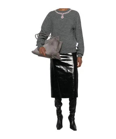 Moschino Long-sleeved Sweater In Gray