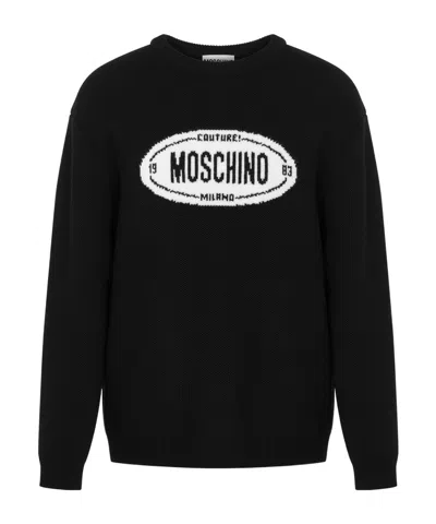 MOSCHINO MOSCHINO LOGO DETAILED CREWNECK JUMPER